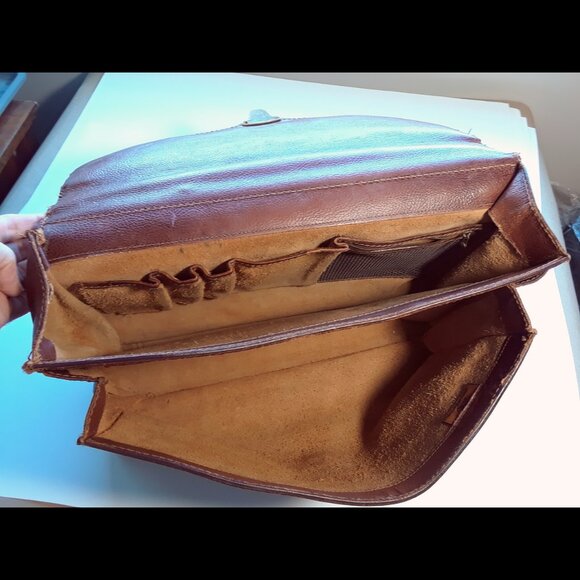 The Bridge Vintage Brown Briefcase Document Bag Real Leather Italy Attaché - Picture 6 of 13